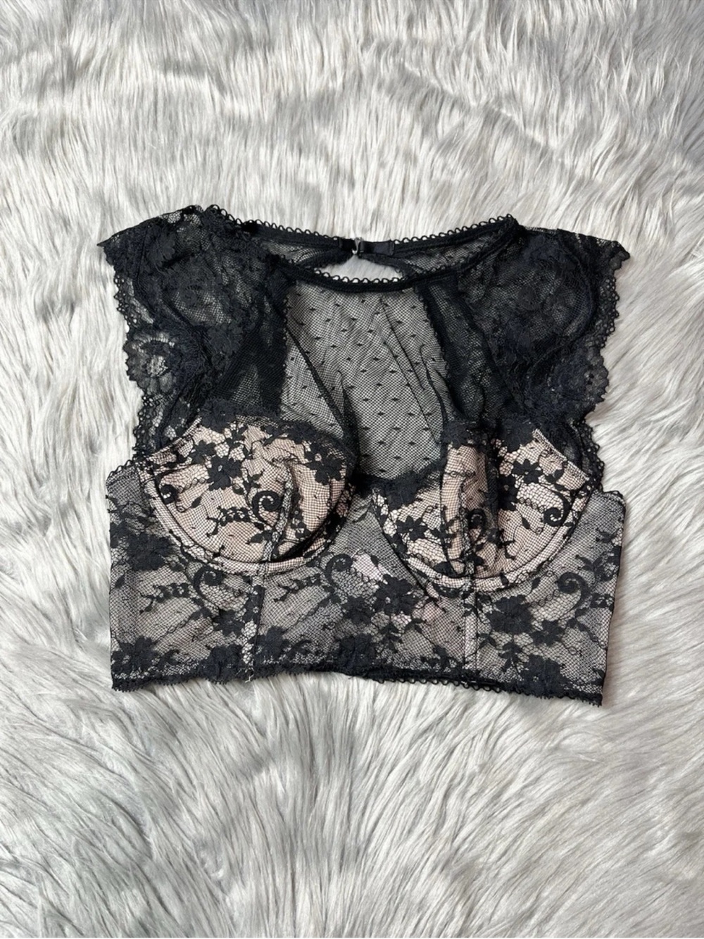 Victorias Secret Dream Angels Lined Demi Black Lace Bra 34B